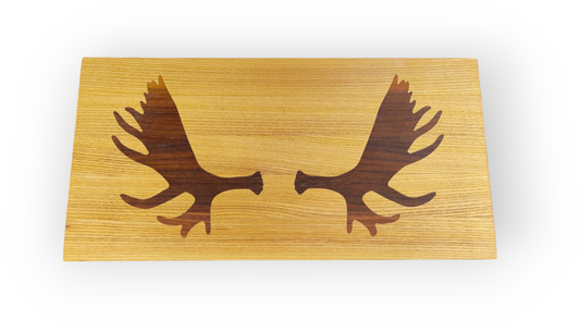 Elm Cutting Board with Walnut Elk-Horn Inlay
